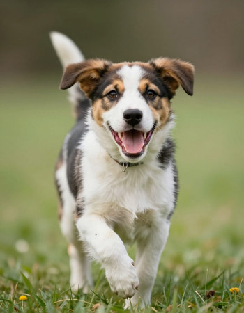 Adorable purebred dog photographed outdoors in the nature on a sunny day.の写真素材