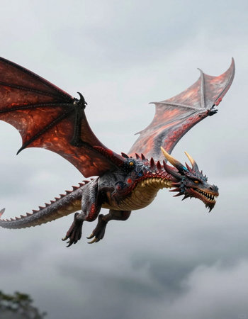 Fantasy dragon flying in the sky, fantasy dragon flying in the sky