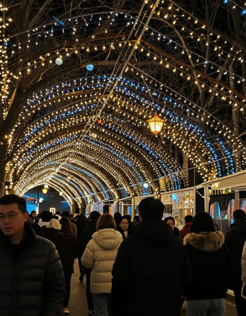 Unidentified people at the Moscow Christmas market.の写真素材