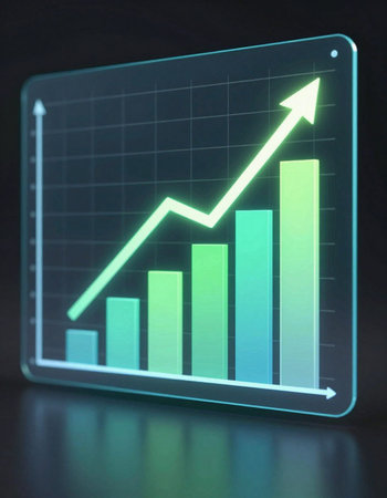 Business graph on digital screen, 3d render. Financial growth conceptの写真素材