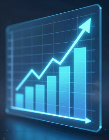 financial graph on a dark blue background. 3d rendering toned image