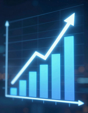 financial graph on dark background, business concept and idea of financial successの写真素材