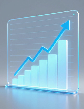 Business graph with arrow on the white background. 3d rendering.の写真素材