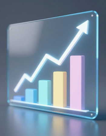 3d rendering of graph on a glass plate, business success conceptの写真素材