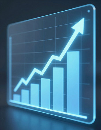 financial graph showing growth on the computer screen, business concept of success