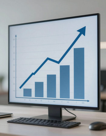 Business graph on the screen of a computer, stock market concept.の写真素材
