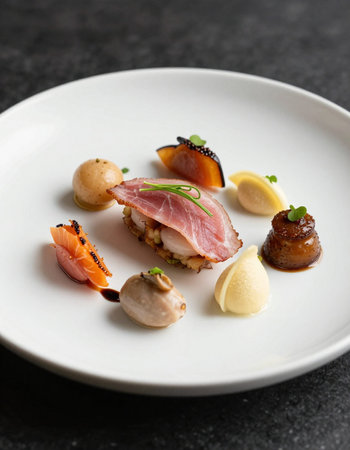 Sashimi with salmon and mussels