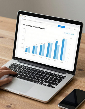 Businessman analyzing investment charts with laptop. Accounting and finance concept.の写真素材