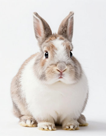 Rabbit on a white background, close-up, isolate.の写真素材