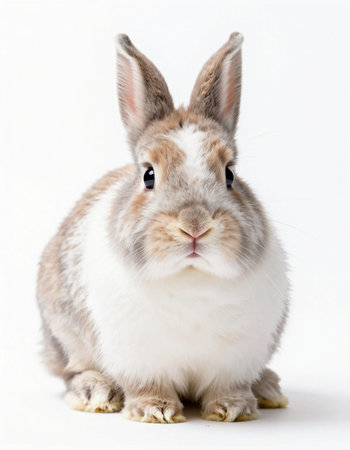 Cute rabbit isolated on white background. Studio shot of a cute rabbit.の写真素材
