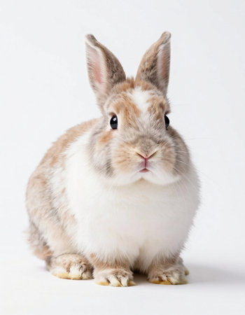 Cute little rabbit isolated on white background. Studio shot. Easter bunny.の写真素材