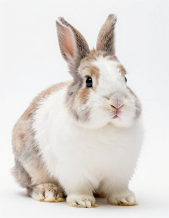 Rabbit on a white background. Animal portrait. Close-up.の写真素材