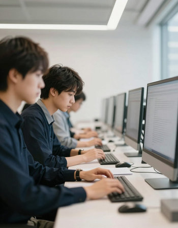 Group of young asian business people using computers in the office.の写真素材