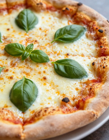 Pizza Margherita with Mozzarella Cheese and Basil, squareの写真素材