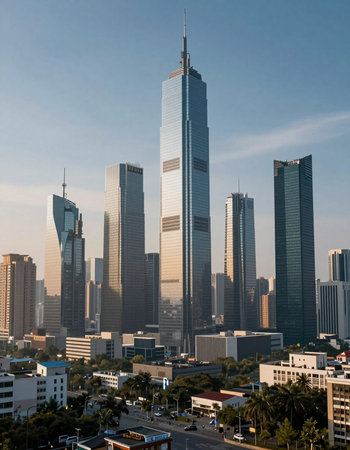 Modern skyscrapers in Dubai, UAE. Dubai was the fastest developing city in the world between 2002 and 2008.の写真素材