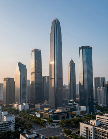 Aerial view of skyscrapers in the city