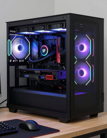 3D Illustration of a Black Computer Case