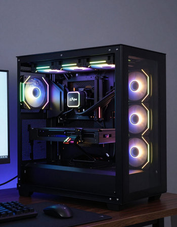 3D rendering of a powerful computer with RGB colors