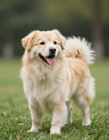 portrait of a purebred dog outdoors in summerの写真素材