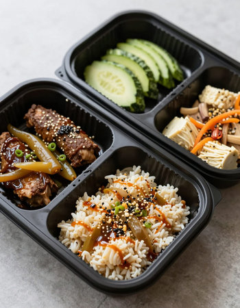 Japanese Bento Lunch Box. Take Away Japanese Bento Lunch.