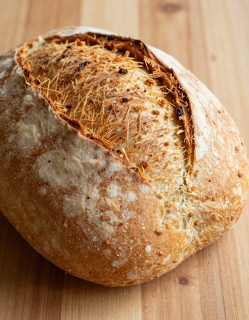 Bread on a wooden table. Close-up, selective focus.