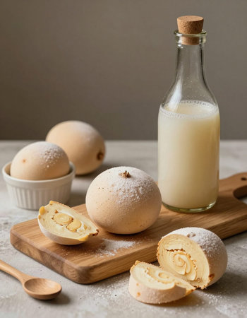 Meringue cookies with sugar and milk.の写真素材