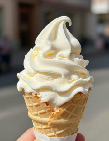 ice cream in a waffle coneの写真素材