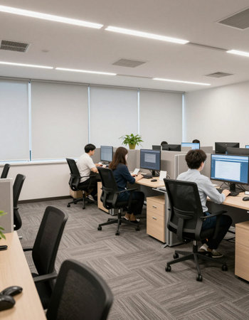 Group of business people working in modern open space office. Business conceptの写真素材