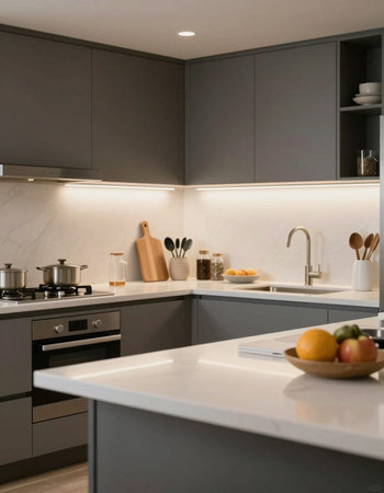 interior of modern kitchen in new house, nobody inside, nobody inside