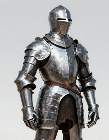 Armour of the medieval knight. Metal protection of the soldier against the weapon of the opponent.の写真素材