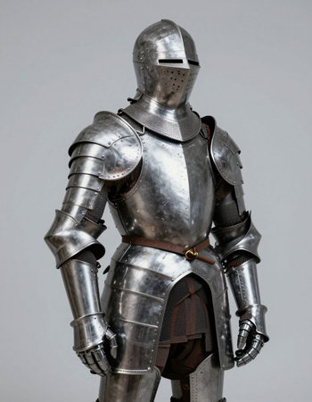 Armour of the medieval knight. Metal protection of the soldier against the weapon of the opponent.