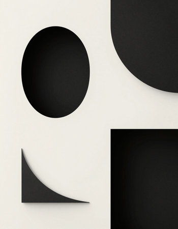 Abstract black and white paper background. Minimalistic design. 3d renderの写真素材