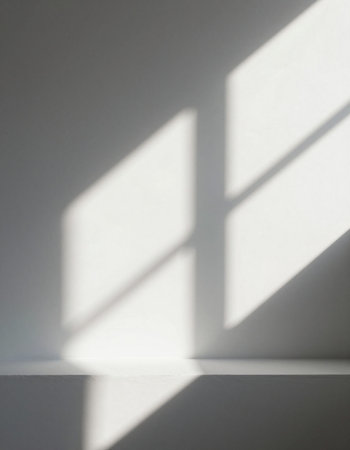 Shadow of the window on a white wall. Light and shadows.の写真素材