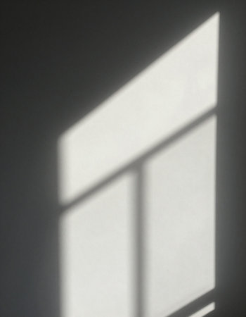 Shadow of a window on a white wall. Sunlight through the window.