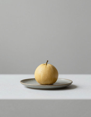 Fruit on a gray plate on a white background.の写真素材