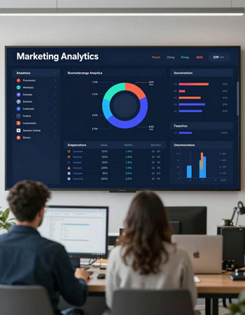 Data Analysis Results Summary Graph Chart Word Graphic Concept. Graphic interface showing data of...