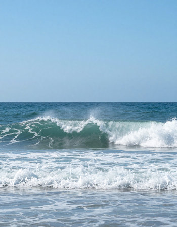Sea waves on the sandy beach in the Mediterranean Sea. Israel.の写真素材
