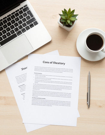 Hand holding pen and signing contract document on office desk.