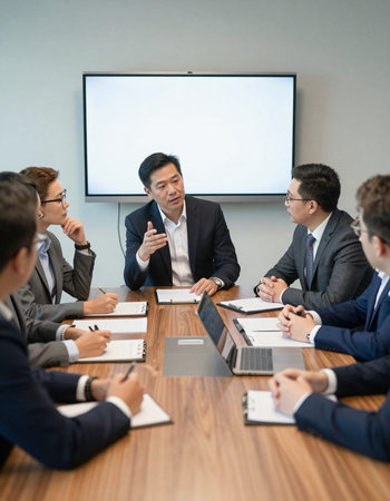 Business people sitting at a table in a conference room and having a meeting
