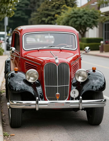 Red 1930 Chevrolet in Brooklyn, New York.