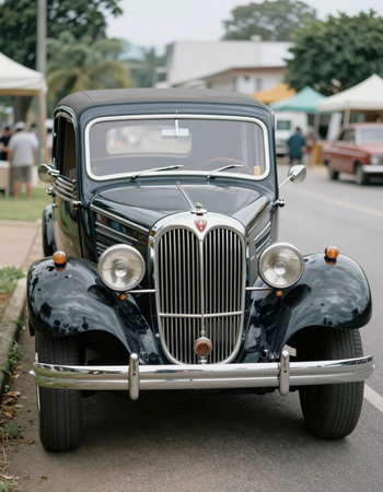 Classic car show in Bangkok, Thailand.の写真素材