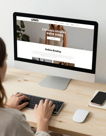 Woman using computer for online shopping website.