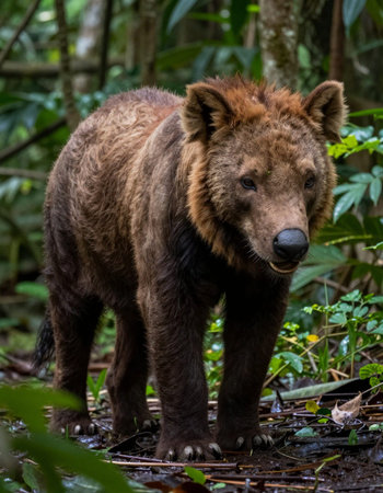 Brown bear (Ursus arctos) in the forestの写真素材