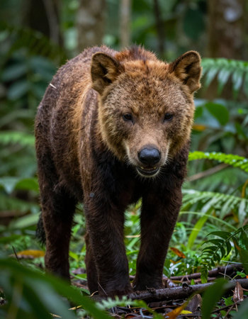 Brown bear (Ursus arctos) in the rainforestの写真素材