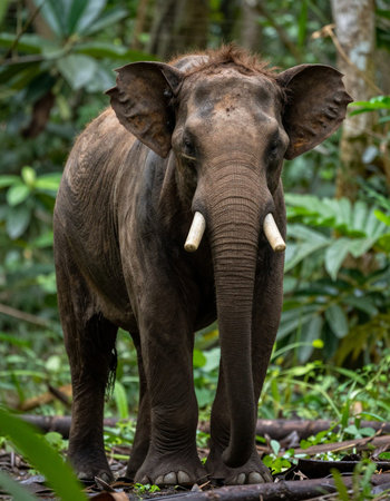 Asian elephant (Elephas maximus) in the jungleの写真素材