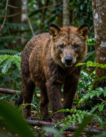 Brown bear in the rainforest of Costa Rica, Central America.の写真素材