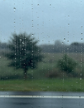 Raindrops on the glass. Rain drops on the window. Rainy weather.の写真素材