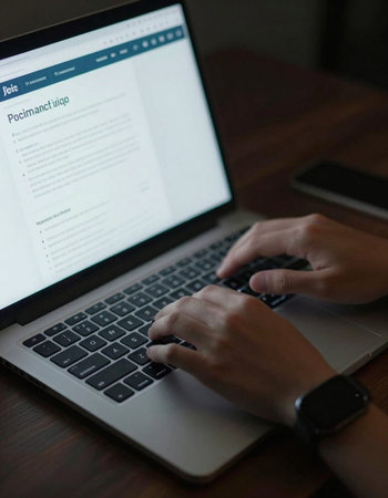 Close-up of female hands typing on laptop keyboard. Woman typing on laptop keyboard.の写真素材