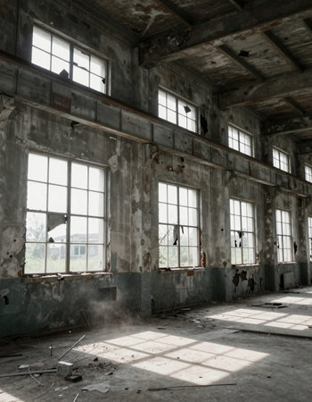 ruins of a very heavily polluted industrial factory, place was known as one of the most polluted...