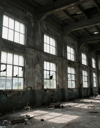 ruins of a very heavily polluted industrial factory, place was known as one of the most polluted towns in Europeの写真素材